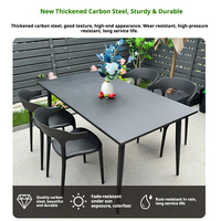 Ensemble de jardin moderne et simple en plastique moulé d'une seule pièce, pliable, avec 6 chaises et table en acier au carbone, pour cour et balcon