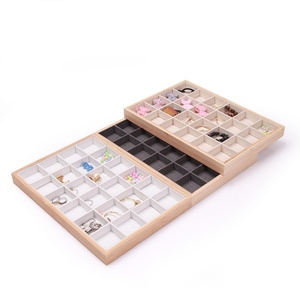 Modern Multiple Colors Bamboo Wood 24 Compartment Velvet Lining Jewelry Bracelet <b>Bangle</b> Organizer Tray - Product Image 5