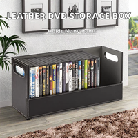 Boîte de rangement pour DVD en similicuir, organisateur vertical pour CD, jeux vidéo, avec poignée, pour salle de divertissement