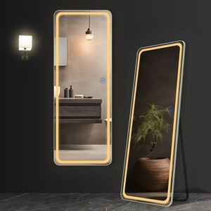Miroir sur pied LED intelligent à commande tactile avec cadre métallique rectangulaire, fourni par l'usine - Product Image 1