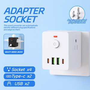 Regleta de Enchufes de Taiwán, Estándar Americano de 110 V, 6 Tomas, 2 USB-A, 2 USB-C, Convertidor Inteligente, Tomas Multiusos, México, Canadá, TK - Product Image 5
