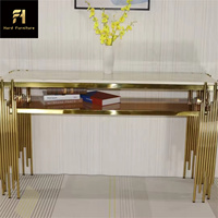 Table de console rectangulaire de style moderne pour hall d'entrée, villa de luxe, salon, base en acier inoxydable, table de décoration de couloir