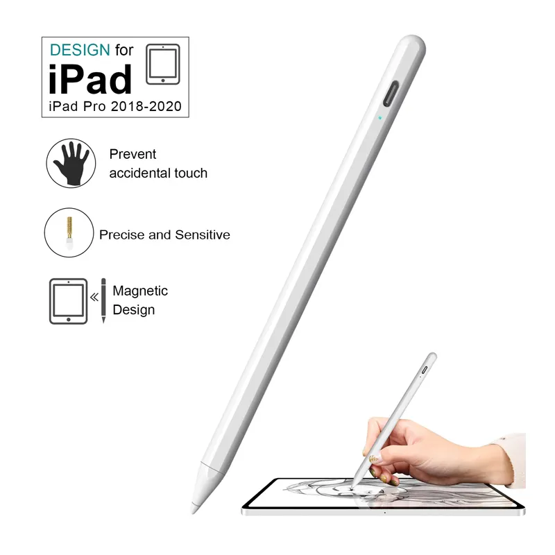 Tablette en aluminium personnalisée Stylet avec pointe à pompon Rejet de paume doux au toucher pour Apple iPad Cadeaux Style actif