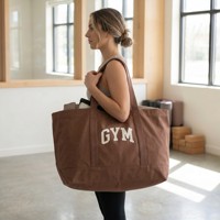 Bolsa de Lona Personalizada con Logotipo para Gimnasio, Ecológica, de Algodón de 12 oz, Gran Capacidad, con Costuras Reforzadas, para Deportes, Yoga, Venta al Por Mayor