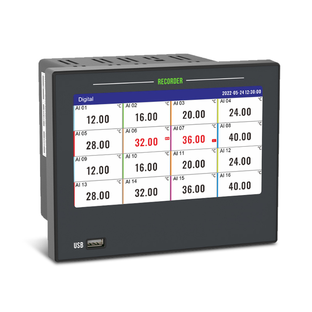 32 Channels RS485 Industrial Data Recorder Pressure Datalogger for Temperature Voltage Current USB Touch Screen Function