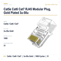 Connecteur réseau Ethernet LAN RJ45 modulaire Cat5e Cat6 Cat7 8P8C à tête cristalline UTP FTP en cuivre pur plaqué or pour routeur et commutateur