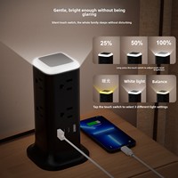 Multiprise intelligente verticale multifonctionnelle avec veilleuse, 2 ports USB-A + 2 ports Type-C, câble de 2 m, protection contre les surcharges, prise d'extension