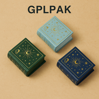 Nouvelle conception de boîte à bijoux, boîte magnétique de style livre, couverture en mousse, insert en velours, logo en feuille d'or pour boîte à bijoux cadeau