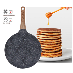 Die Cast Hợp kim nhôm 7 lỗ Nụ cười khuôn mặt <span class=keywords><strong>Pancake</strong></span> Chảo không dính cảm ứng 7 cup <span class=keywords><strong>Pancake</strong></span> Frying <span class=keywords><strong>Pan</strong></span> - Product Image 1