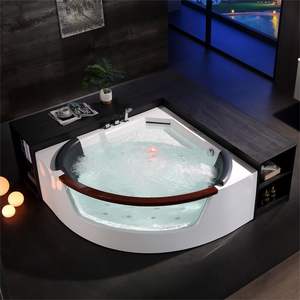 Baignoire à remous en acrylique autoportante pour intérieur et extérieur, avec 12 jets d'hydromassage et éclairage, pour couples, CE USA Villa - Product Image 1