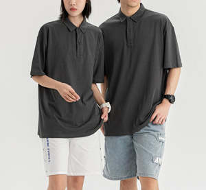 T-shirt à col de golf pour homme 2025, 100% coton, logo brodé, manches courtes, 250 g/m², col extra large - Product Image 5