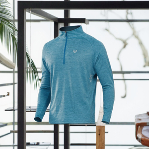 Men's Casual Long Sleeve Athletic Workout <b>Shirt</b> 100% Polyester Quick Dry <b>Moisture</b> <b>Wicking</b> Loose Fit Blank Design for Running - Product Image 3