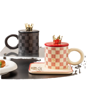 Nouvelle conception de gobelet en céramique écologique avec couvercle et <span class=keywords><strong>plateau</strong></span>, ensemble cadeau contemporain pour les cadeaux, capacité de 401 à 500 ml - Product Image 2