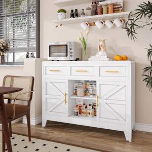 מזנון מזנון גדול 47 "תחנת קפה חווה מודרנית עם 3 מגירות ו-2 דלתות מחסן מטבח - Product Image 6