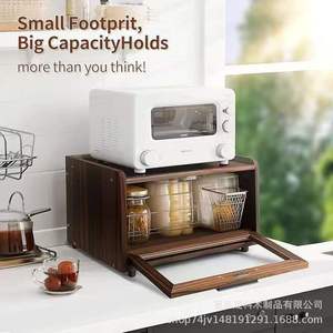 Wooden Bread Box Rectangle Freshness Preservation Kitchen Storage Food <b>Container</b> With Wooden Lid - Product Image 3