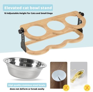 Cuencos para mascotas de acero inoxidable ecológicos simples y modernos con soporte de bambú pies antideslizantes para Gatos Perros decoración del hogar - Product Image 4