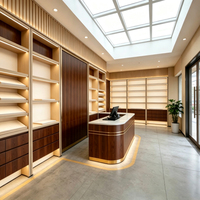 Étagères personnalisées pour magasins de tabac : Panneaux rainurés classiques éclairés par LED pour vitrines murales de boutiques de cigares