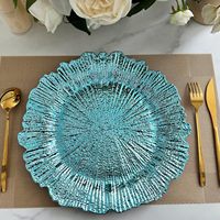 Assiettes de présentation Premium 13 pouces Turquoise Reef en plastique incassable pour décorations de mariage et de fête sur la plage
