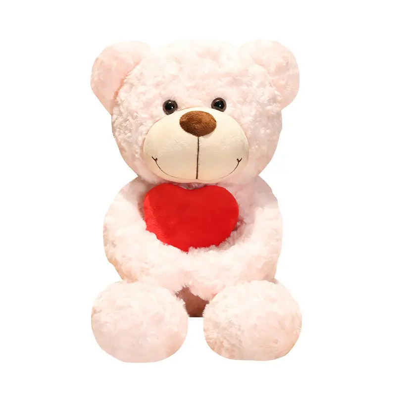 Grosir boneka Hati hewan plushie 45cm Valentine beruang teddy dengan hati merah diisi beruang teddy dengan hati