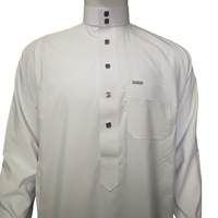 Qamis Homme Dubaï Style Saoudien Traditionnel Musulman Modeste de Haute Qualité à Manches Longues pour Affaires, Robe Arabe en Polyester Automne-Printemps