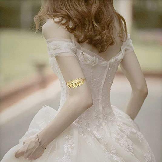 10 pièces grec feuille de laurier Bracelet brassard couronne dorée bras  manchette ensemble de bijoux de mariée déesse bandeau cheveux peigne mariée 