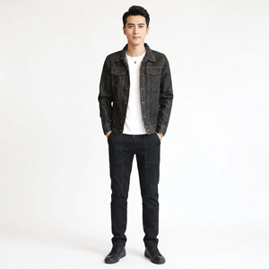 High-Demand Men's <b>Denim</b> <b>Jackets</b> Quick-Dry Breathable <b>Custom</b> Color Front High Quality Autumn Vintage Style Hooded Stand 100% - Product Image 1