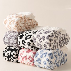 Xianghui <strong>Wholesale</strong> Leopard Patterns Colorful Long Indoor Floor Thick Warm <strong>Fuzzy</strong> Female Winter Coral Fleece <strong>Socks</strong> - Product Image 2