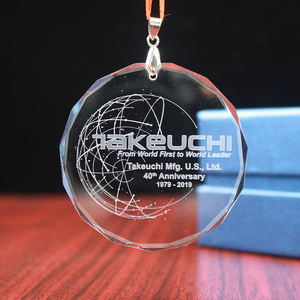 Ornement suspendu en verre pendentif en cristal clair de forme ronde - Product Image 5