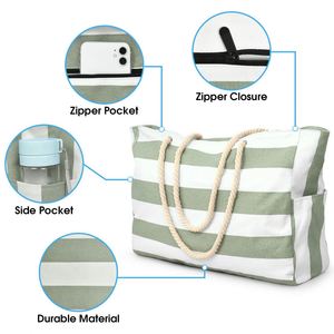 Portable Beach <b>Bags</b> Women <b>Large</b> Waterproof Swim Pool <b>Canvas</b> Tote <b>Bag</b> With Zipper Wholesale <b>Large</b> Cotton Shopping <b>Bag</b> - Product Image 2