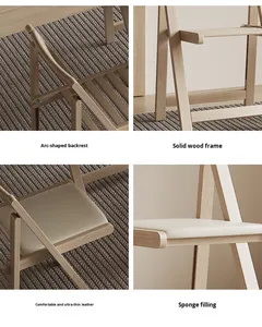 Set Tavolo da Pranzo Pieghevole Stile Crema, Tavolo e Sedie Multifunzionali Semplici per Casa, Ideale per Piccoli Spazi - Product Image 5