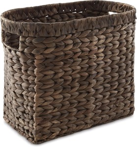 Cesta de Almacenamiento de Mimbre Tejido con Asas, Color Espresso Marrón Oscuro, Estilo Contemporáneo, Hecha a Mano, para Cocina y Baño - Product Image 1