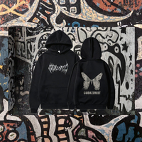 Sweat-shirt à capuche noir Codazzreet pour homme, décontracté, en coton, imprimé motif papillon, logo sur le devant, coupe classique, pour l'automne