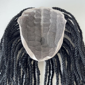Tupé <span class=keywords><strong>de</strong></span> Cabello Humano Remy Indio para <span class=keywords><strong>Hombre</strong></span>, Estilo Afro Freetress, <span class=keywords><strong>Trenzas</strong></span> <span class=keywords><strong>de</strong></span> Ganchillo, Encaje Completo, <span class=keywords><strong>Largo</strong></span>, Decolorado, Nudos Invisibles - Product Image 2