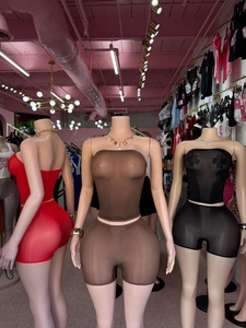 FF1496 ODM Lingerie érotique sexy, short en polyester et élasthanne brillant et hautement élastique, ensemble 2 pièces, tenue de boîte de nuit pour femmes - Product Image 2