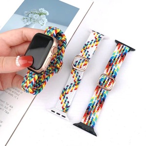 슬림 탄성 꼰 솔로 나일론 짠 스트랩 애플 시계 38mm 40mm 41mm 패션 여성 나일론 루프 밴드 Iwatch 9 8 7 6 - Product Image 3