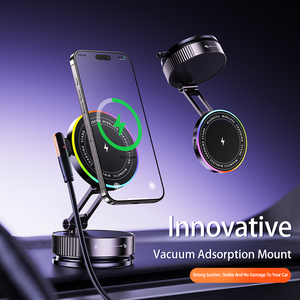 Supporto per telefono da auto Boneruy K13 con luce RGB e ricarica wireless da 15W, rotazione a 360° °   Supporto pieghevole con <span class=keywords><strong>ventosa</strong></span> in lega di zinco a rotazione - Product Image 2