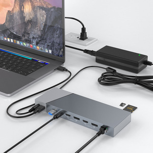 ฮับ USB-C 16 พอร์ต พร้อมอะแดปเตอร์จ่ายไฟ DC สำหรับ Macbook รองรับการเชื่อมต่อจอภาพแบบ Triple Displaylink MST Docking Station - Product Image 4