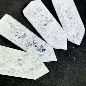 Crystal point towers crack crystal ice quartz polish crack clear quartz point For Sale