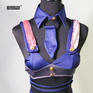 طقم لانجري مثير من 5 قطع بتصميم فتاة الأرنب، زي تنكري مطرز من الجيرسي شبه الشفاف بفتحة صدر عميقة وسروال قصير بسحاب - Product Image 3