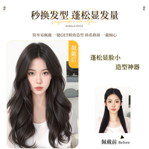 Perruque longue bouclée de marque nationale avec frange latérale, en fibre Kanekalon, ligne de cheveux naturelle, perruque complète pour toutes les formes de visage - Product Image 1