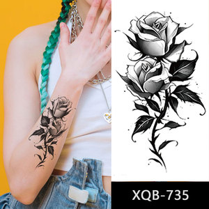 Serie XQB, venta al por mayor, Sexy, Rosa Negra, flores, hermético, multifunción, tatuaje personalizado, impermeable, tatuaje temporal, pegatinas - Product Image 2