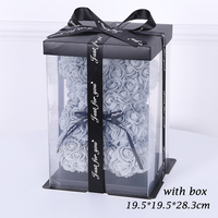 Ours Géant Artificiel en Roses Éternelles de 25cm en Gros, Grand Ours en Roses avec Boîte Cadeau pour la Saint-Valentin