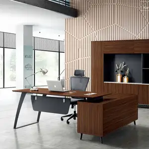 价格便宜的办公室行政桌子图片现代玻璃顶部设计
