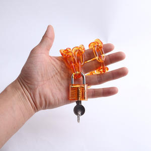 2024 nuovi stili di colore Punk Hiphop grande acrilico trasparente lucchetto a catena lunga catena collana con ciondolo - Product Image 5