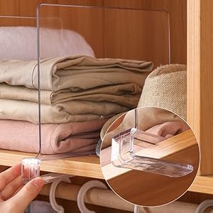 <strong>Wardrobe</strong> Transparent Plastic Partition Board Storage Organizer Cabinet with Snap-On Installation Vertical Layering Shelf <strong>Insert</strong> - Product Image 5