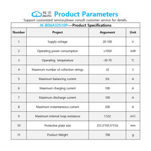 JK BMS 8-32S Smart BMS 100A con Funzione di Bilanciamento Attivo 0.6A e Supporto BMS 96V 32S Lifepo4 con BT - Product Image 4