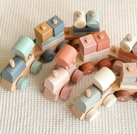 Train de tri de blocs empilables en bois, décoration de la maison, cadeau d'anniversaire pour enfant