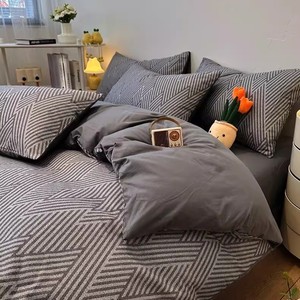 Juego de <span class=keywords><strong>Cama</strong></span> de Cuatro Piezas de Algodón Puro Estilo Nórdico, Funda de Edredón de Algodón, Sábanas, Nuevo 2026 - Product Image 3