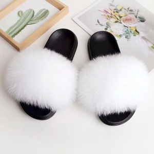 Colorato da <span class=keywords><strong>bambina</strong></span> in <span class=keywords><strong>pelliccia</strong></span> di volpe per pantofole per estate autunno vera <span class=keywords><strong>pelliccia</strong></span> di volpe scivola <span class=keywords><strong>blu</strong></span> infradito sandali antiscivolo - Product Image 5
