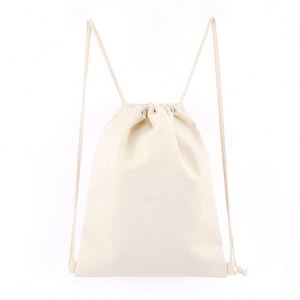Sac à dos à cordon personnalisé en toile de coton léger et compact pour le sport et les voyages, avec logo, faible MOQ - Product Image 2